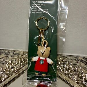 Starbucks Bear Keychain with Red Outfit (hot cup lid stopper)